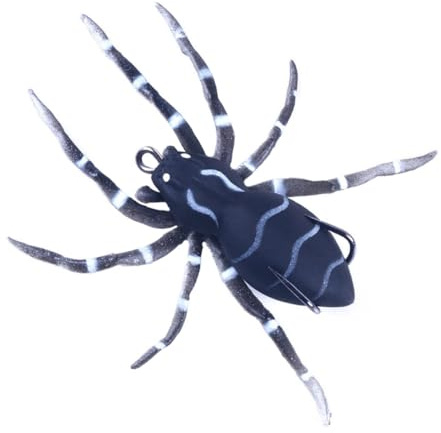 DIYEAH Leurre Souple Araignée 3D Réaliste Noir N°3 en Abs Hameçons Triples, Appât Artificiel Solide pour Pêche à L'appât en Eau Douce et Extérieure, Attractif pour Gros Poissons
