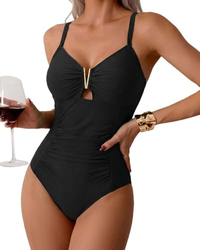 Bañadores Mujer Cuello en V Sexy Push Up Traje de Baño de Una Pieza Cintura Alta Ropa de Baño Espalda Cruzada Talla Grande Moda de Playa