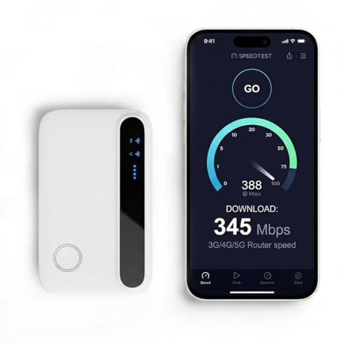 Routeur 5G Portable WiFi 6 avec Slot SIM Déverrouillé – Modem 5G Mifi Carte SIM, Internet Mobile Haut Débit 5G+, Jusqu’à 24 Appareils, Idéal Voyage & Télétravail (Blanc)