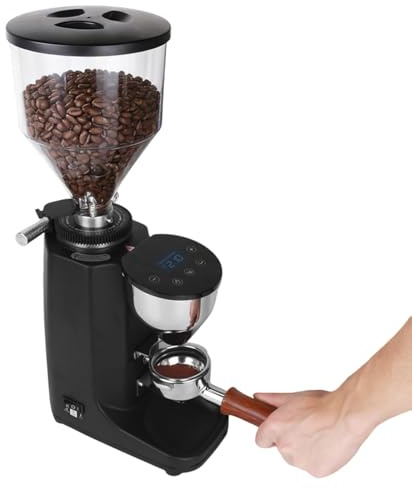 Kaffekvarn Med 60 Mm Platta Malskivor, Elektrisk Espresso Kaffemalare Med Justerbar Malningsgrad, Pekskärm, Automatisk Dosering Och 500 G Kapacitet(Black)