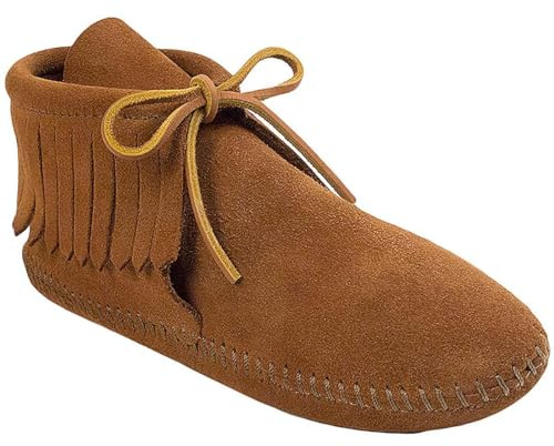 Minnetonka Women's Classic Fringe Boot,Soft Leather Sole Brown,9 M US