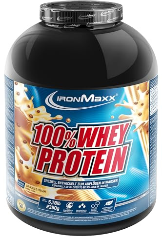 IronMaxx 100% Whey Protein Pulver 2350g - Cookies und Cream | Cremiger Eiweißshake mit BCAAs & EAAs | High Protein, Low Carb & zuckerarm | Ideal für Muskelaufbau, Diät & Fitness Design kann variieren