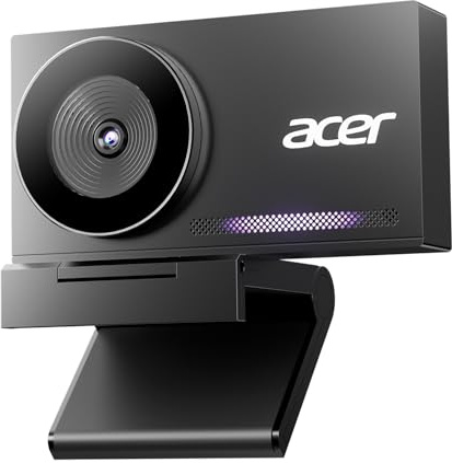 acer 4K Webcam for PC/Mac with All-Metal Unibody Sculpted, Sony 1/2 Sensor, PDAF, 2 Noise Reduction Mics, Privacy Cover, Lightweight, Fast Cooling, Streaming Camera for Live Meeting Commerce Gaming