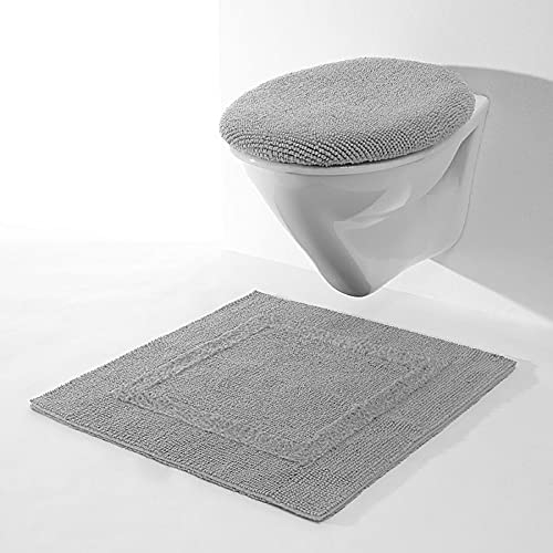Erwin Müller WC-Vorlage, WC-Matte Heraklion grau Größe 60x60 cm - Kochfest, für Fußbodenheizung geeignet, 100% Baumwolle (weitere Farben)