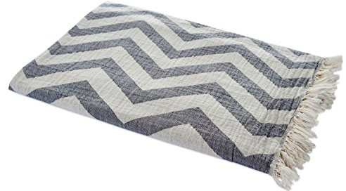 Carenesse Jacquard Hamamtuch Zickzack 90 x 175 cm grau I Edles Hamam Handtuch 100% saugfähige Baumwolle mit hochwertiger Webung I Pestemal/Fouta weich & zart I Leichtes Hamam Strandtuch kompakt