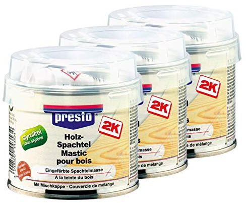 Presto 3X 443480 Holz-Spachtel Holzspachtel Spachtel Hellbraun Mit Mischkappe 25