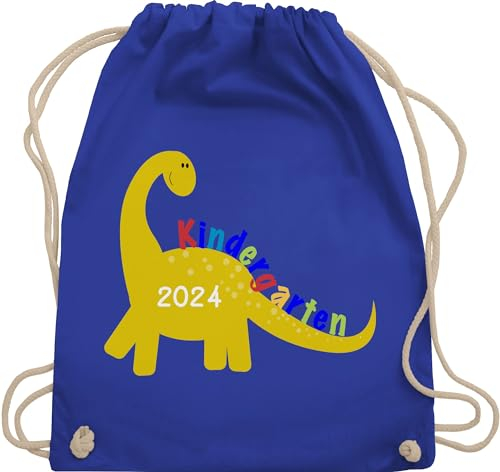 Shirtracer Turnbeutel Rucksack - Hallo - Taschen - Kindergarten 2025 -Dino - Unisize - Royalblau - rucksäcke junge sport wechselsachen tasche kita kindergartenkind dino beutel sporttasche jungen