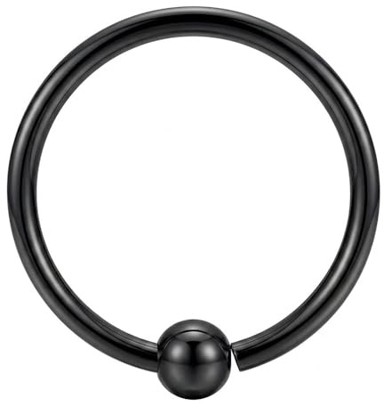 Monster Piercing Piercing para nariz, 8 mm de diámetro, calibre 20, acero quirúrgico 316L, flexible, con cuentas cautivas, color negro, Acero aleado