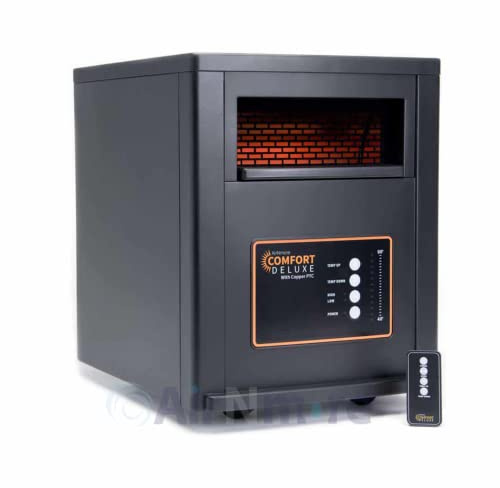 Comfort Deluxe by Airnmore, with Copper PTC, Infrared Space Heater with Remote,1500W,ETL Listed with High and Low Settings, Good for Small to Large Room's, 2-year warranty.