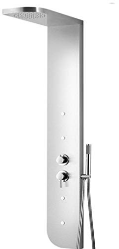 Colonna Doccia a Pannello 005B Acciaio Inox 3 Funzioni 4 Bocchette Idro Lombari L20xP50xH150 Installabile a parete con Soffione Doccia