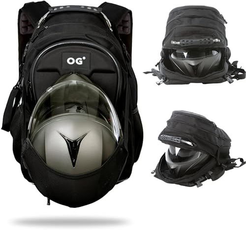 OG Original CityRunner Motorrad Rucksack, Wasserdicht Erweiterbar 30-35L, Helmtasche, Motorradfahrer, Helm-Trageriemen, Hohe Kapazität, Laptopfach, Reflektierend