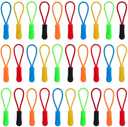 DONQL 30Stück Reißverschluss Zipper,Reissverschlussgriff Ersatz Zipper Pulls,Nylon Reissverschluss zipper reißverschluss anhänger Für Bekleidung, Rucksäcke, Schuhe, Outdoorsport (5 Farben)