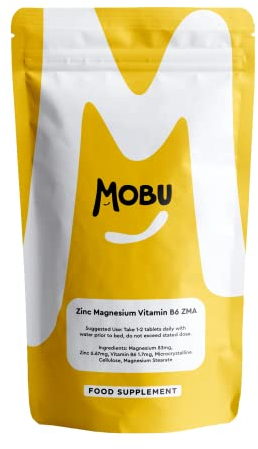 Zinc and Magnesium 120 Tablets | with Vitamin B6 | Normal Muscle Function & Energy Yielding Metabolism | Muscle Growth & Sleep Support | Vegan MOBU UK