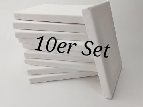 10 St Leinwand auf Keilrahmen aus Baumwolle -300 g/m² von Gr. 10x10 cm bis 40x40 cm (10x10cm)
