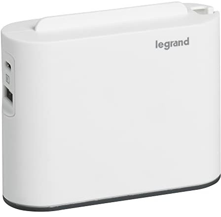 Legrand - Extra Flache Steckdosenleiste mit 2 seitlichen Steckdosen ohne Erdung und USB Type-A + Type-C- weiß und dunkelgrau