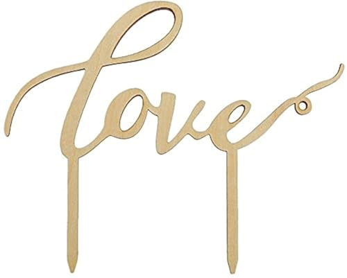 Love Cake Toppers,Hochzeit Kuchen Topper Holz Tortentopper für Party Hochzeitsgeschenk Jahrestag Kuchen Dekoration