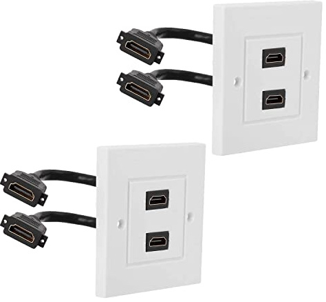 Ancable Lot de 2 panneaux muraux HDMI double port HDMI pour maison, hôtel, bureau, (HDMI-EU-02-2)