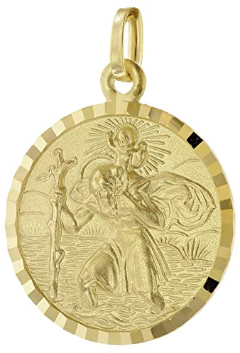 trendor Christophorus Anhänger Gold 585 (14K) Schutzpatron 18 mm wunderschönes Schmuckstück aus Echtgold für Damen und Herren, zauberhafte Geschenkidee, 51934