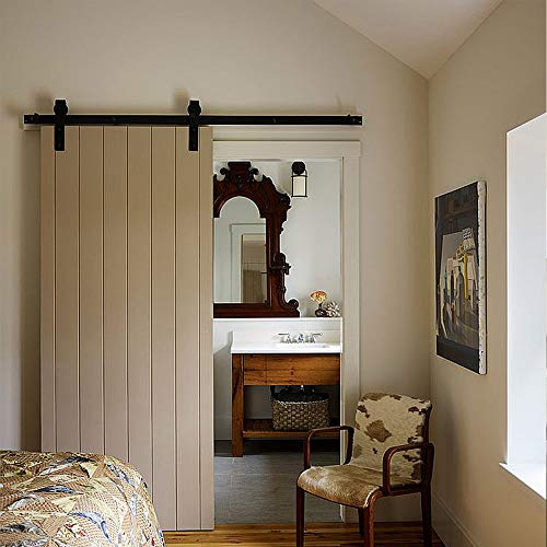 Quincaillerie pour Porte Coulissante, Kit de Rail pour Porte Suspendue, Ensemble Complet Industriel avec Roulettes, Système de Porte Coulissante (183cm/Classique)