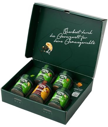 Fuchs Gewürze Gourmet Selection Veggie-Geschenkbox – 5 Gewürzmischungen für vegetarische Gerichte verschiedener Länderküchen - Gewürze für Hobby- und Profiköche