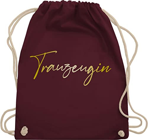 Shirtracer Turnbeutel Rucksack - JGA Junggesellenabschied Frauen - Trauzeugin - Goldeffekt - Unisize - Bordeauxrot - geschenk für die brauttaschen bachelorette party stoffrucksack