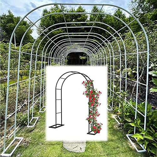 ALDYS Torbogen Metall Stabil Rosenbogen Verzinkt Massiv Rankenbogen Rundbogen Rankgitter Wetterfest Gartenbogen Rankhilfe Für Klettern Von Weinreben Schwarz 140X230cm 180X220cm,Schwarz,W3.5M*H2.2M