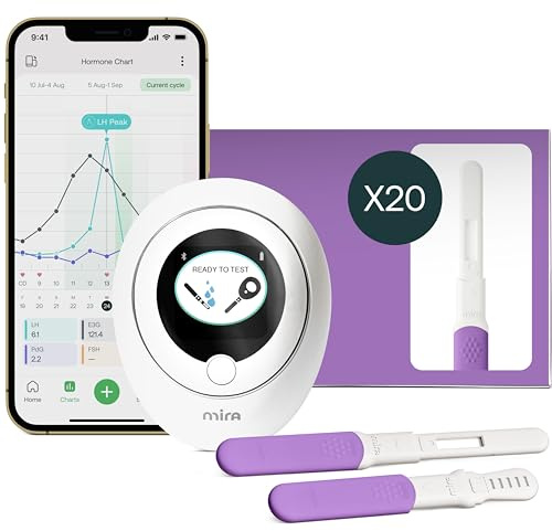 Mira Fertility MAX Ovulation Predictor Kit for Women, with 20 Ovulation Test Sticks, Digital Ovulation Tracker & Easy to Use Mira App, Monitor PdG, LH & E3G at Home, Individual Ovulation Test Strips