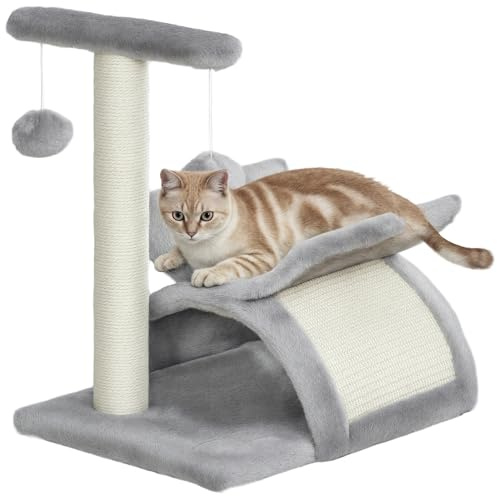 PawHut Árbol Rascador para Gatos 43 cm Poste Giratorio 40x30x43 cm Gris