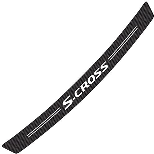 Symilov Protezioni Paraurti Posteriore Auto per Suz-uki S-Cross, Striscia di Rivestimento del Portellone Adesivo in Fibra Carbonio per Bordo de Davanzale de Bagagliaio,Black