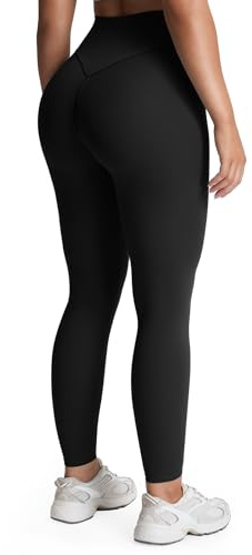 Aoxjox High Waisted Workout Leggings for Women Tummy Control Buttery Soft Yoga Metamorph Deep V Pants 26 (Black, Small)