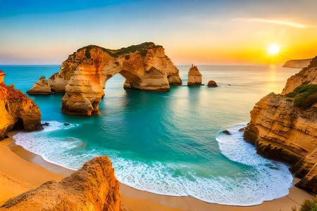 adrium Acryl-Bild 80 x 50 cm: Ponta da Piedade bei Sonnenuntergang, Lagos, Portugal (205288187)
