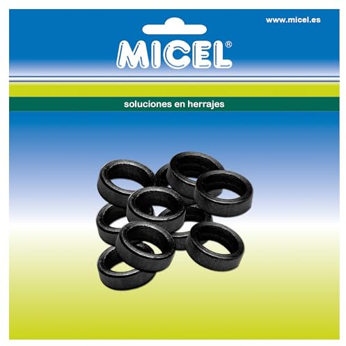MICEL - 90722 - Ovalillos para Pernio de Puerta en Nylon, Arandela para Bisagra, Acabado negro, 10 unidades 10,5 x 10,5 x 3 mm