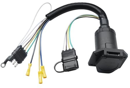 Anhängerlichtadapter mit zwei Ausgängen, Anhängerkabeladapter-Anschlusssatz, Seitlicher Anhänger-Verkabelungssatz zum Anschluss von Rücklichtern, Bremslichtern, Blinkern und Rückfahrscheinwerfern