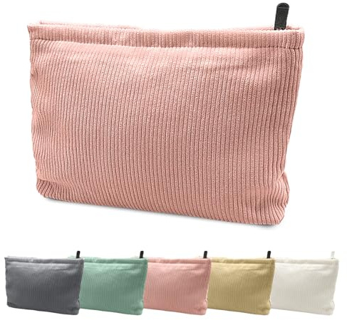 JAMSSOW Kosmetiktasche,Kleine Make up Tasche,Cord Kosmetiktasche,Reise Kulturtasche mit Reißverschluss,Multifunktionaler Kosmetiktasche,Kleine Kosmetiktasche für Handtasche für Frauen(Rosa)