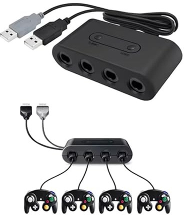 Adaptateur 4 joueurs pour manette Nintendo Switch Gamecube USB PC 4 Player Port Super Smash Bros