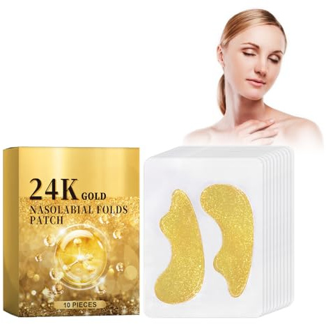 Nasolabialfalten Patch Mit Gold, Anti Falten Pflaster, Hyaluronsäure Lifting Decree Patch, Nasolabial Falten Anti-Falten Maske, Facial Patches Zum Glätten Von Lippenfalten, 10 Stück