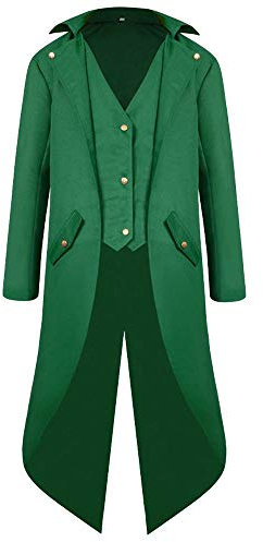 Steampunk Herren Jacken, Frack Mantel Herren Lang Vintage Mittelalter Gehrock Renaissance Kostüme Viktorianische Gothic Kleidung Mittelalter Palast Mantel Halloween Kostüme Piraten Cosplay