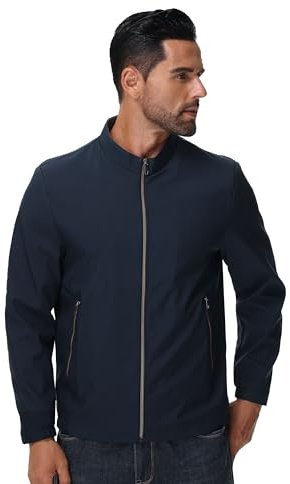 DON JOHNSON Giacca da Uomo Giubbotto Casual Leggera per Uomo Giacche Sportive Bomber Giubbino Manica Lunga (IT, Testo, XXL, Regular, Regular, Blu)