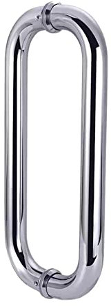 Maniglie per porte commerciali in acciaio inox di forma rotonda per interni ed esterni porte in vetro, moderna maniglia scorrevole per porta della doccia, design push pull (25 cm x 22,5 cm)