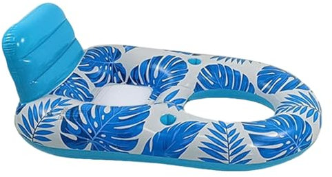 Piscina Flotador Sillón - Sillón Inflable Flotador | Silla Flotante reclinable con portavasos, balsa de Flotador de Agua Multifuncional para Piscina, jardín, Patio Trasero y Fiesta en la Playa
