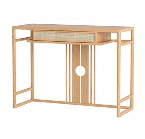 Genérico Consola de Entrada de Madera Maciza con cajones y Estante Abierto, Decorativa, Larga, Mesa Auxiliar Sencilla para Sala de Estar (Color: Nogal, tamaño: 80 x 35 x 80 cm)