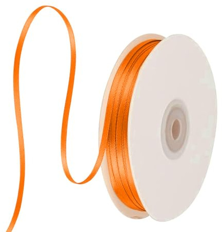 91 m Satinband Orange, 3 mm Doppelseitig Schleifenband Geschenkband Dekoband Seidenband Doppelsatinband Satin Ribbon für Hochzeit Geburtstag Party Dekoration, Geschenkverpackung, Basteln