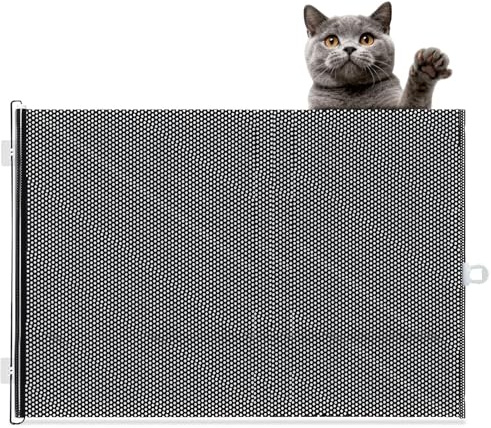 Barrera de Seguridad retráctil para escaleras para bebés, Barrera de Seguridad Extensible sin taladrar, Barrera para bebés Extensible,para bebés y Mascotas (68 x 125 cm)
