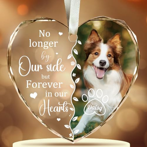 Personalisierte Gedenktafel für Haustiere aus Kristall Weihnachtskugeln mit Fotos Hundebegleiter Weihnachtsbaumschmuck Geschenke für Tierliebhaber, Freundin Freunde