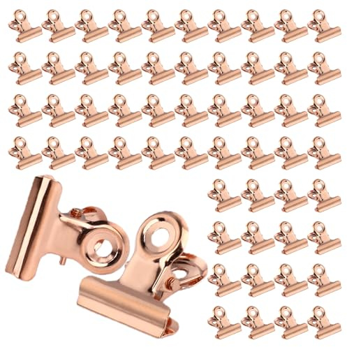 80 Stück Foldback Klammern Fotoklammern, klammern Metall Bulldogge, 22mm/0.87inch Binder Clips Multi-function Scharnier Clip für Fotos, Tüten, Küche, Briefklemmer Und Bürobedarf (Roségold)