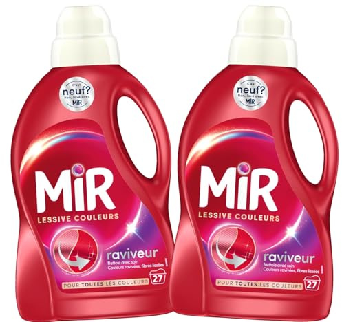 Mir - Lessive Liquide Couleurs Main & Machine Formule Unique 3en1-1.35L - Lot de 2