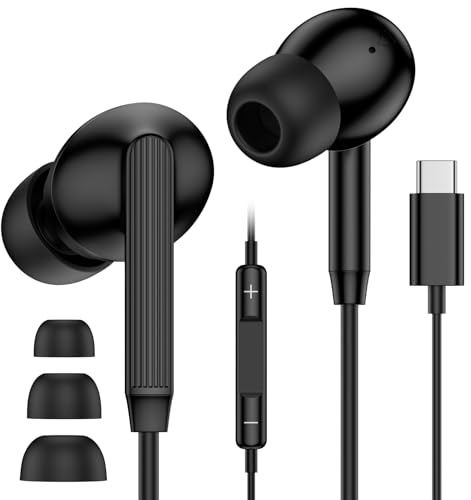 USB C Kopfhörer mit Kabel, Typ C In Ear Kopfhörer mit Kable Ohrhörer USB C | Kopfhörer mit Kabel USB C für iPhone 17 16 16e 15 Pro Max, Samsung Galaxy S26Ultra S25 S24 S23 A16 A17 A35 A36 A55 A56 A57 5G