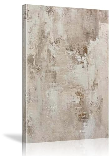 18meng Art Abstrakt Leinwand Bilder 140x80 cm Beige Weiß Leinwandbild 1 tlg Kunstdruck Wandbilder Modern Groß XXL Wohnzimmer Schlafzimmer Wanddekoration Canvas Design Wandbild Aufhängefertig