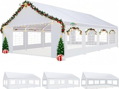 COBIZI 20x30 Party Tent Heavy Duty Waterproof Outdoor Gazebo White Event Shelter Wedding Canopy for Parties BBQ Commercial with Removable Sidewall Windows, Powder Coating (Better Than Galvanized)
