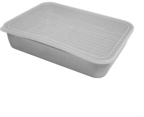Ensemble de plaques de cuisson en acier inoxydable avec grille de refroidissement et couvercle pour la cuisine, rôtir de la viande et des légumes, lavable au lave-vaisselle, antirouille, avec miroir